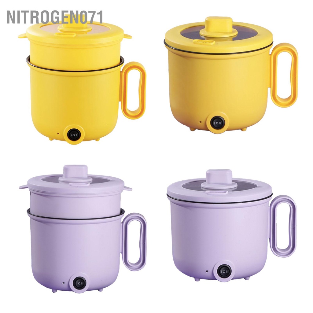 Nitrogen071 Nồi Điện 1.5L Tráng Tay Cầm Chống Bỏng Nước Nắp Trong Đa Năng Cho Gia Đình Ký Túc Xá Đảng