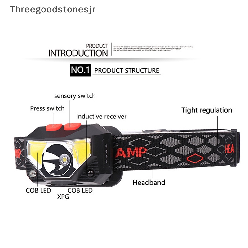 Đèn Pha LED COB Cảm Biến Chuyển Động 8 Chế Độ Sáng Tiện Dụng Cho Cắm Trại / Câu Cá JR