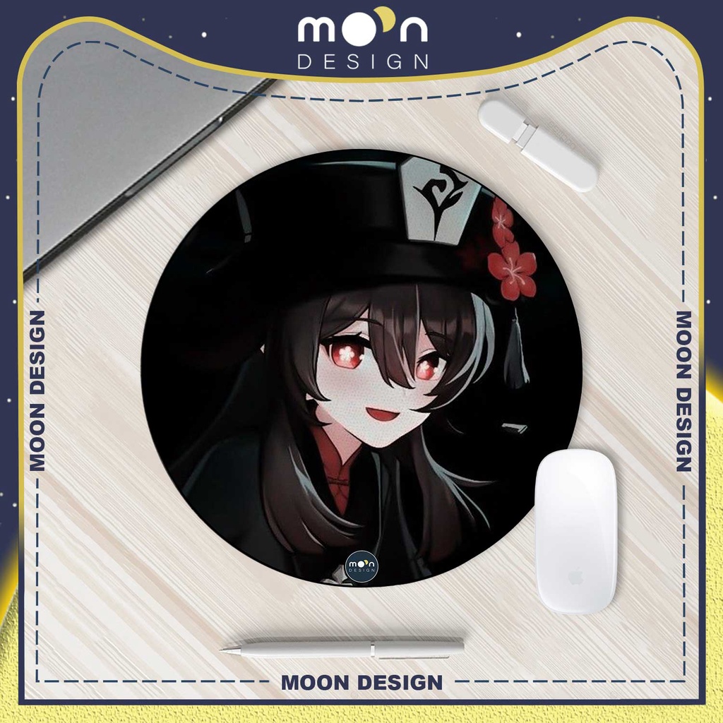 Miếng Lót Chuột Gaming in hình Wallpaper Genshin Impact Hutao Pad Decor bàn làm việc size Tròn 25/35/21x26/25x31