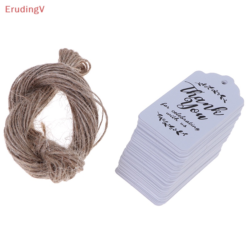 [ErudingV] Set 100 Thẻ Giấy Kraft Thank You Trang Trí Quà Tặng Đám Cưới / Tiệc Mừng Em Bé [Mới]