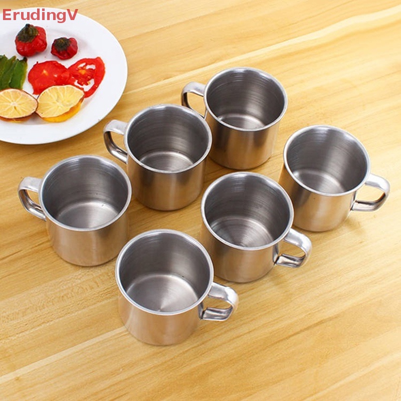 Bộ 5 Cốc Uống Trà / Cà Phê Bằng Inox Tiện Dụng Mang Theo Du Lịch Cắm Trại