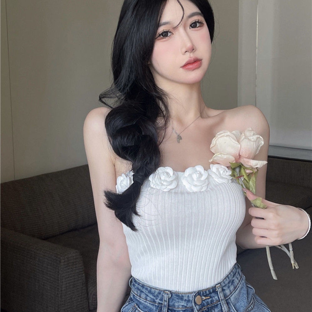 Áo Bra Dệt Kim In Hoa Hồng 3D Thiết Kế Mới Mùa Hè Cho Nữ