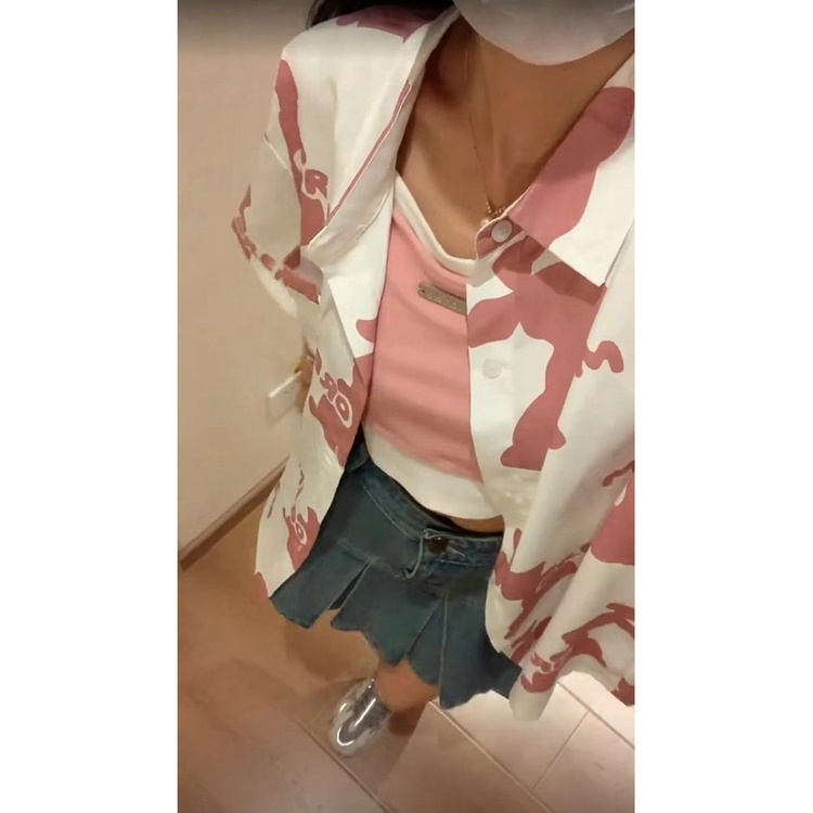 NRVP Áo Sơ Mi Nữ Ngắn Tay In Họa Tiết Độc Đáo Phong Cách Hàn Quốc Mới