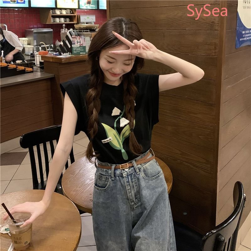 Áo Sát Nách Họa Tiết Hoa Tulip Thời Trang Mùa Hè Hàn Quốc Cho Nữ