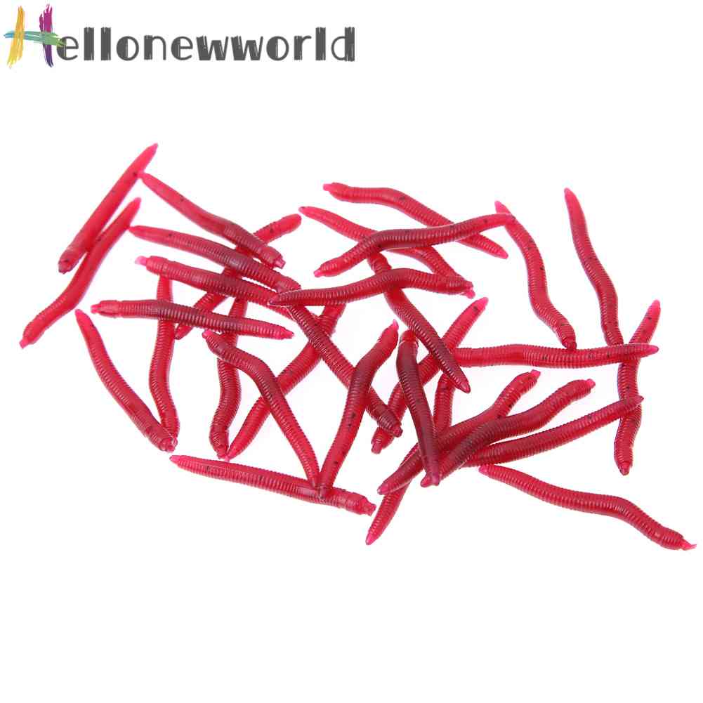 Set 100 Mồi Giả Mềm Câu Cá Hình Giun Đỏ 4cm