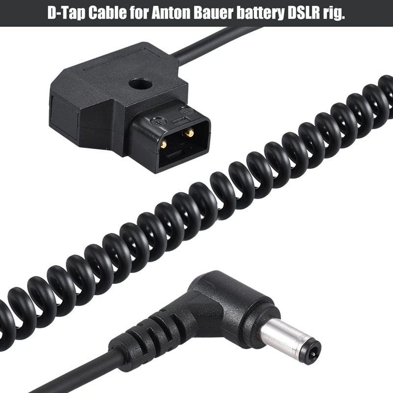 Cuộn dây 1M '3,28Ft D-Tap 2Pin Male To Dc 5.5 X 2.1Mm Adapter Cáp mở rộng Dây đàn hồi cho Pin Anton V-Mount Dslr Cage Rig Nguồn điện