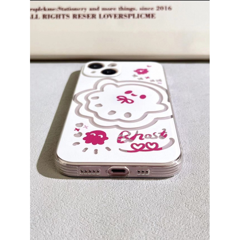 ✅Ốp Điện Thoại Thời Trang Sang Trọng Cho Iphone111412Ốp Điện Thoại Trong Suốt Màu Trắng / Kem Hình Ma Nhỏ Cho iPhone13pro 8 xs