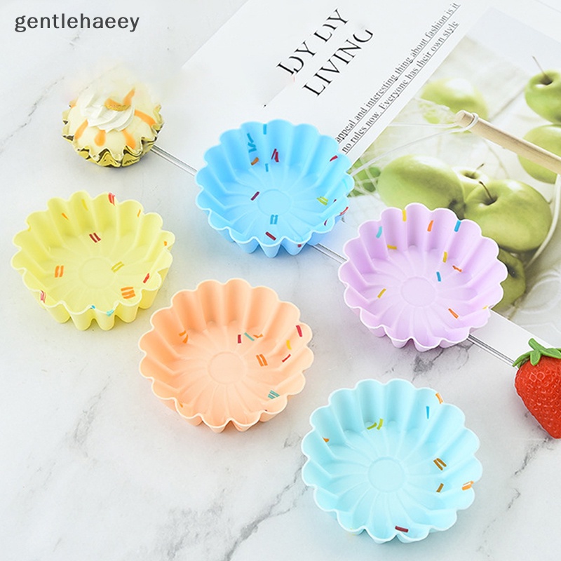 Bộ 5 Khuôn Silicone Làm Bánh Cupcake Hình Tròn / Vuông / Trái Tim 3D DIY