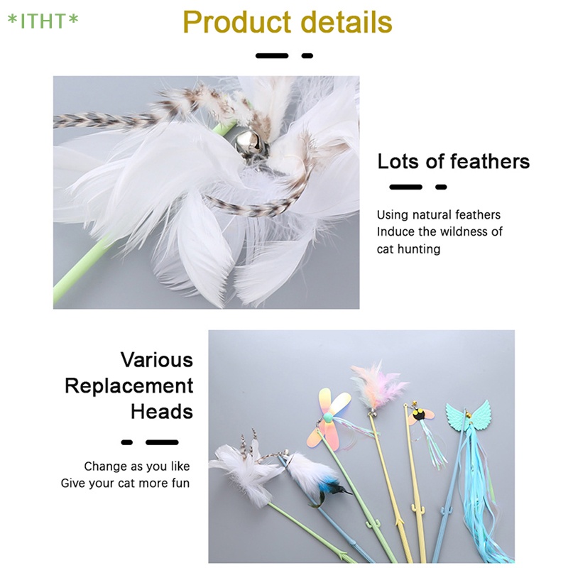 Bộ 1 Gậy Đồ Chơi Gắn Lông Vũ Vui Nhộn Cho Mèo Cưng Mới