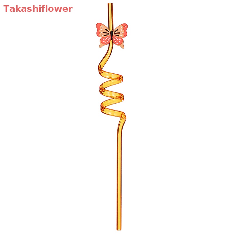 Set 8 Ống Hút Nhựa Họa Tiết Bướm Hoạt Hình Có Thể Tái Sử Dụng Cho Trẻ Em