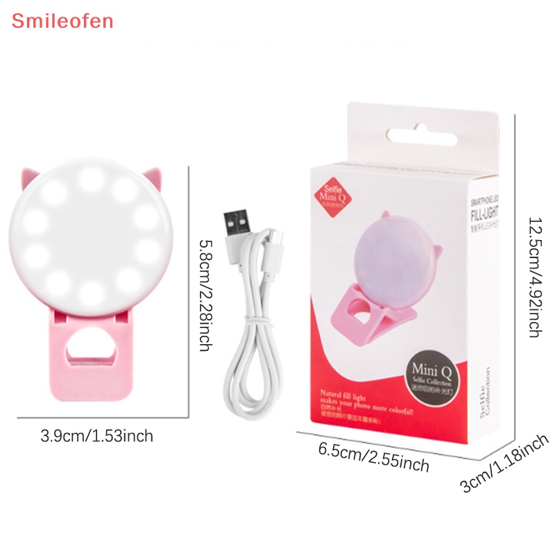 [Smileofen] Đèn LED Kẹp Mini Họa Tiết Hoạt Hình Có Thể Sạc Lại Dùng Trang Điểm Mắt / Chụp Ảnh Tự Sướng Trực Tuyến