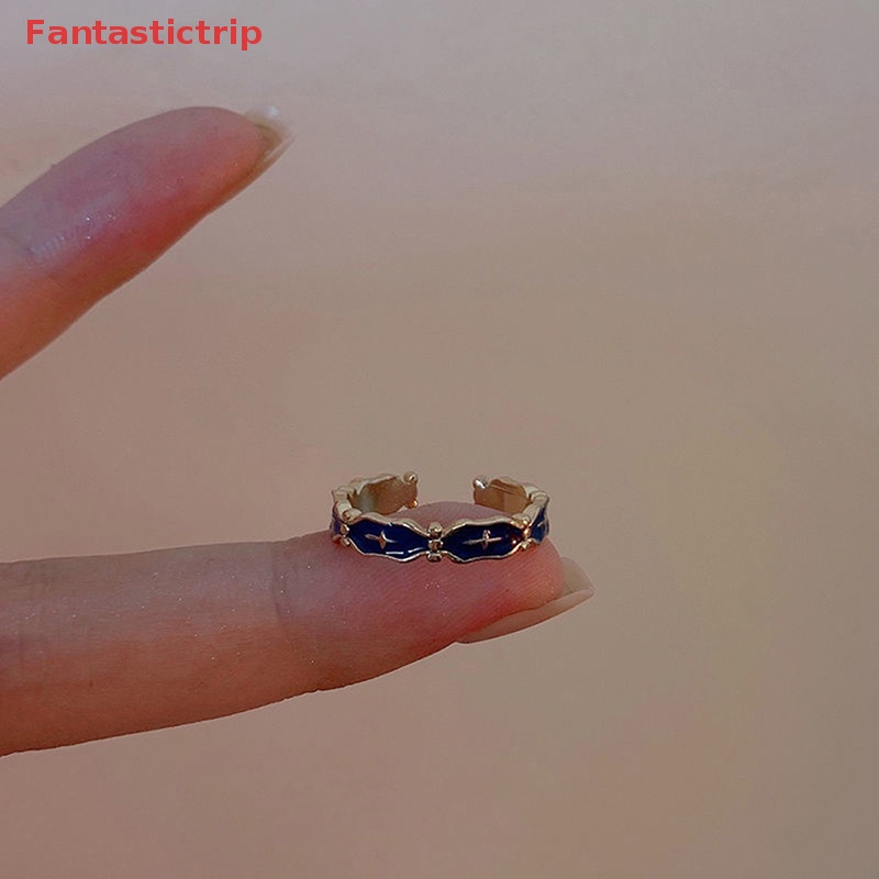 [Fantastictrip] Nhẫn Hở Tráng Men Màu Thả Dầu Phong Cách Ins Tinh Tế Cổ Điển Phù Hợp Với Cặp Đôi