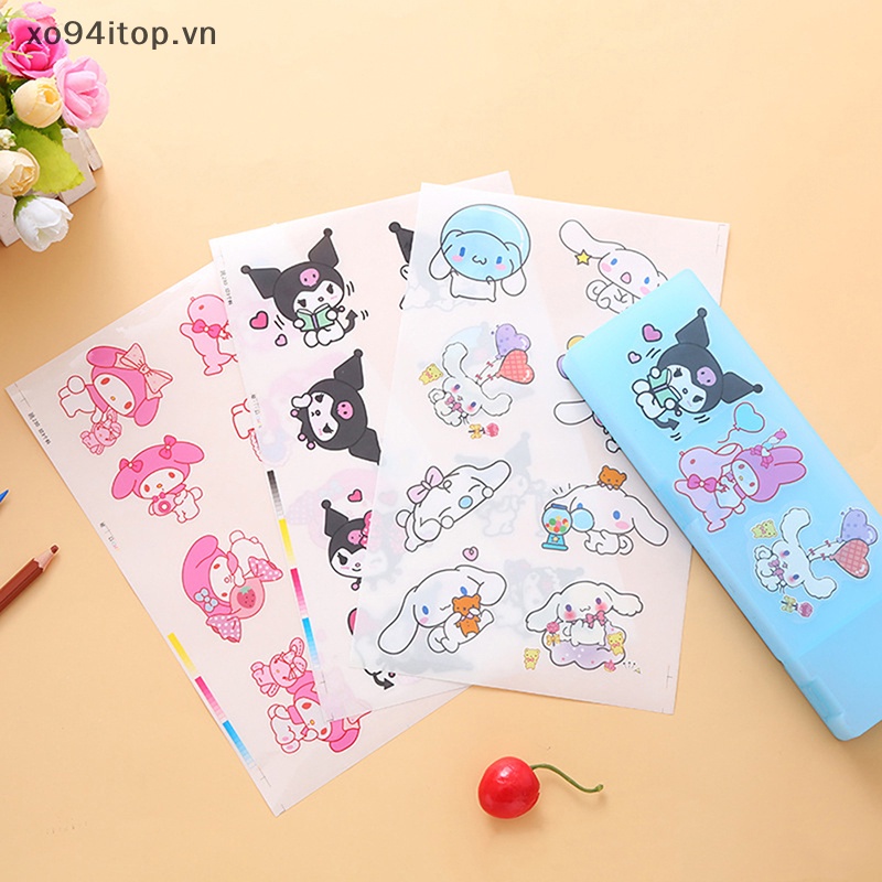 Set 5 Miếng Dán Hình Cinnamoroll Kuromi Hoạt Hình My Melody Kawaii Bằng Pvc Trong Suốt Chống Nước Tự Dính Trang Trí Đa Ứng Dụng