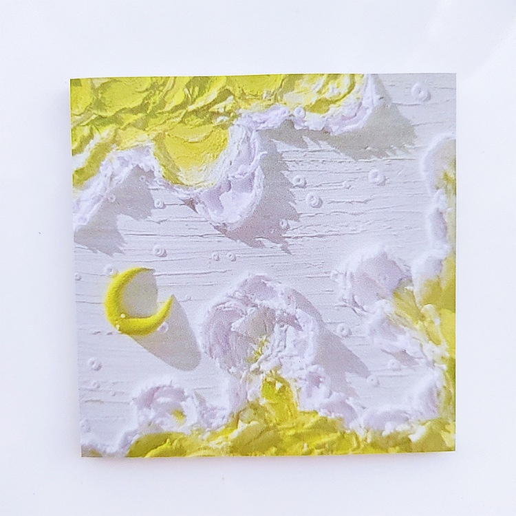 Set 50 Tờ Giấy Ghi Chú Vẽ Tranh Sơn Dầu Ba Chiều Độ Dính Cao ins