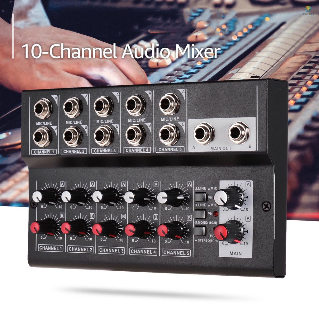 Bộ Trộn Âm Thanh Kỹ Thuật Số 10 Kênh Cho DJ Network Live Karaoke  MIX5210 10 Kênh