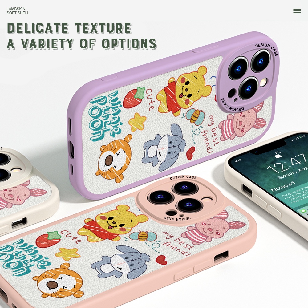 Xiaomi Mi 10 9 8 10T Pro Lite Cho Ốp lưng điện thoại In Hình Lambskin Cartoon Pooh Bear