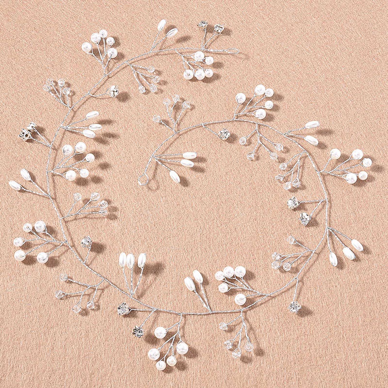 Dây Cài Tóc Đính Ngọc Trai Nhân Tạo Màu Vàng / Bạc Cho Cô Dâu