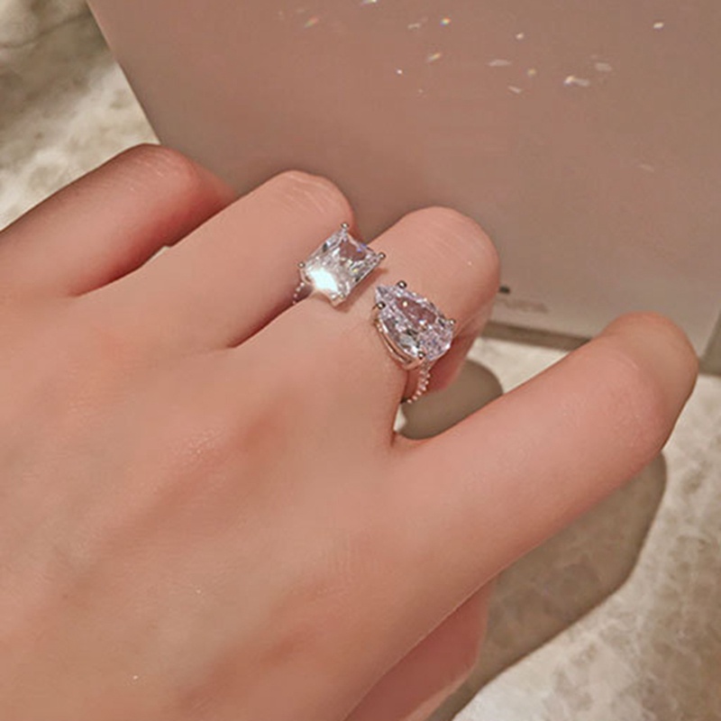 Nhẫn Hở Đính Đá Zircon Lấp Lánh Dễ Thương Có Thể Điều Chỉnh Thời Trang Cho Nữ