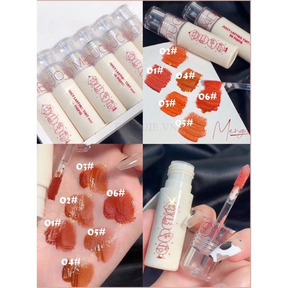 Son MENGXIDUO Nước Bóng Mờ Màu Trắng Và Lâu Trôi Căng Mọng