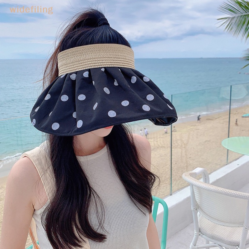 Nón Rộng Vành Chống Nắng Tia UV Mềm Mại Họa Tiết Chấm Bi Có Thể Gấp Gọn Dành Cho Nữ