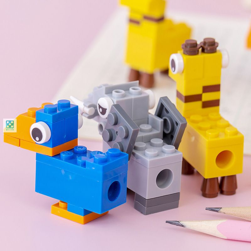 Lego gọt bút chì lắp ghép hình con vật dễ thương, đồ chơi kết hợp đồ dùng học tập 2 trong 1 giúp bé vừa học vừa chơi