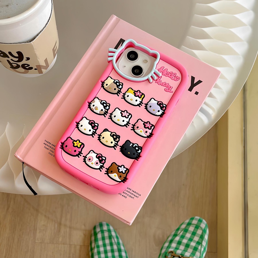 Ốp Điện Thoại Tpu Silicon Mềm Chống Sốc Chống Rơi Hình Mèo Kitty 3D Cho iPhone 14 13 12 11 Pro Max