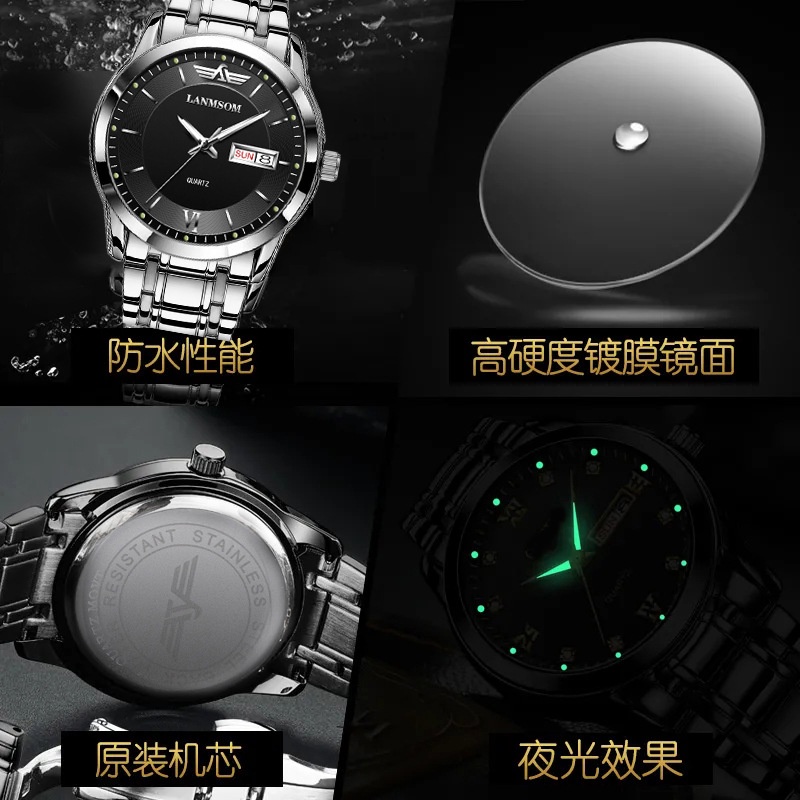 Đồng Hồ Thạch Anh Siêu Mỏng Chống Thấm Nước Có Lịch Thời Trang Cho Nam