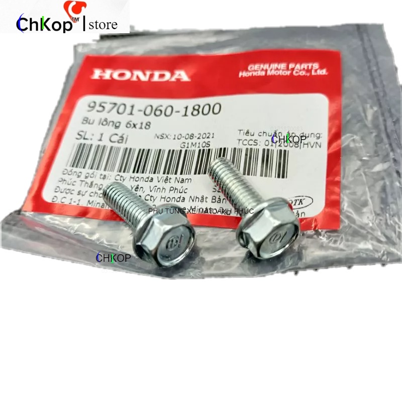 Chính Hãng | ComBo 2 ốc bắt bửng yếm xe DREAM zin honda, bu lông 6x18