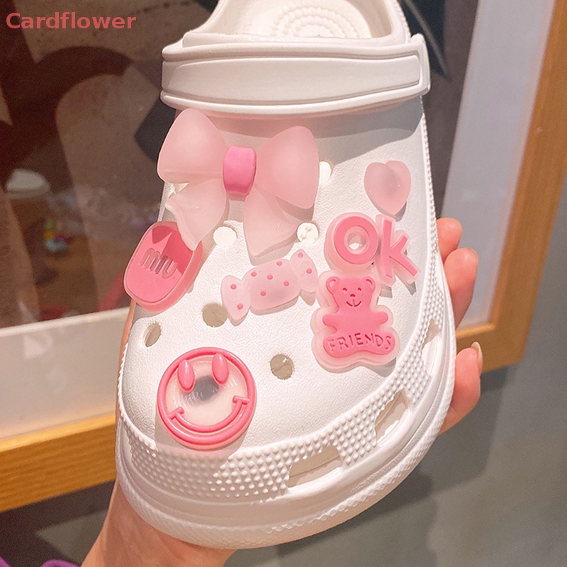 < Cardflower > Bộ 13 Phụ Kiện Trang Trí Giày Croc Bằng Nhựa PVC Phát Quang Hình Hoa Hướng Dương Cho Bé Mới