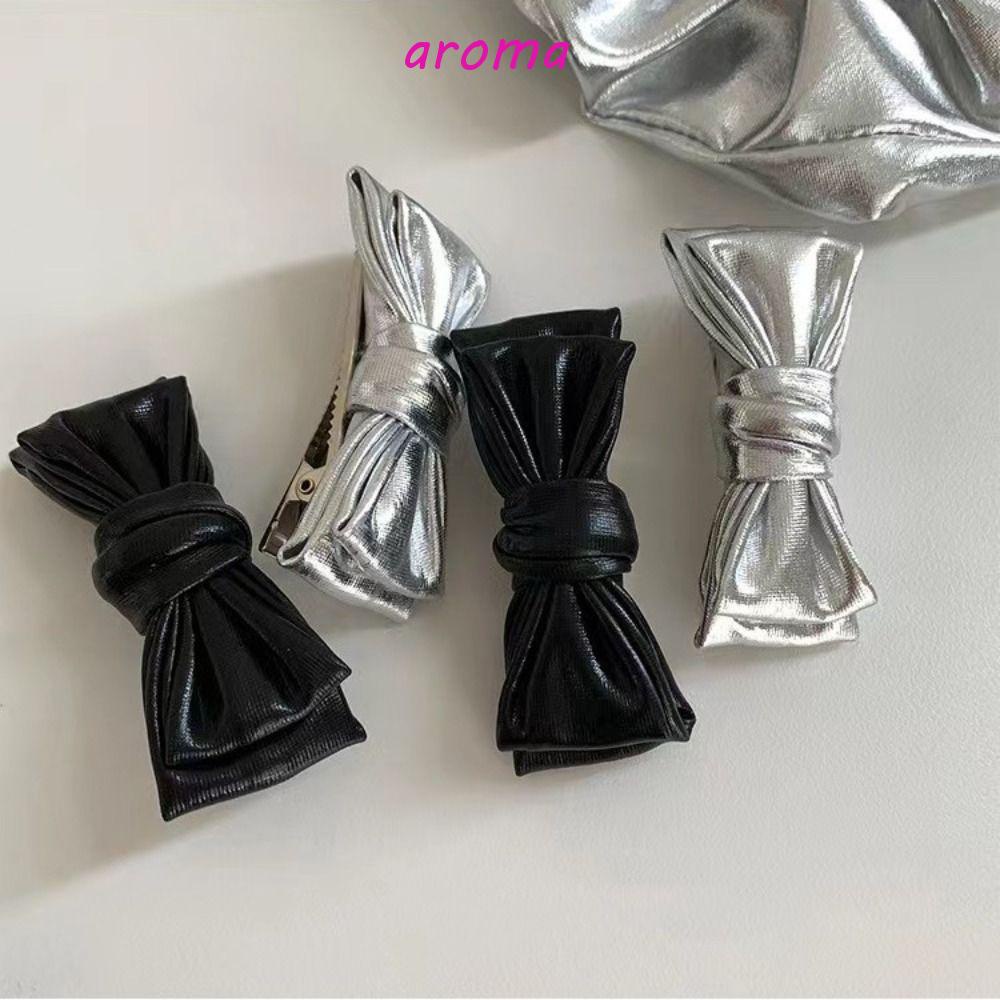 Kẹp Tóc Nơ Y2K Bằng Da PU Phong Cách Hàn Quốc Ngọt Ngào Cho Nữ