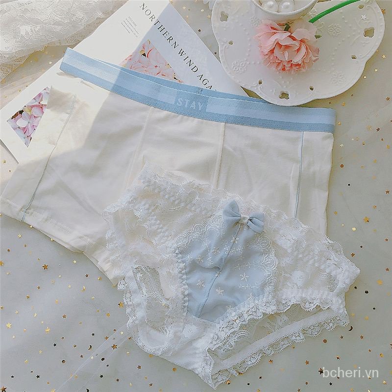Bộ 2 Quần Lót Màu Xanh Sữa Phong Cách Nhật Bản Quyến Rũ Thoải Mái Cho Cặp Đôi