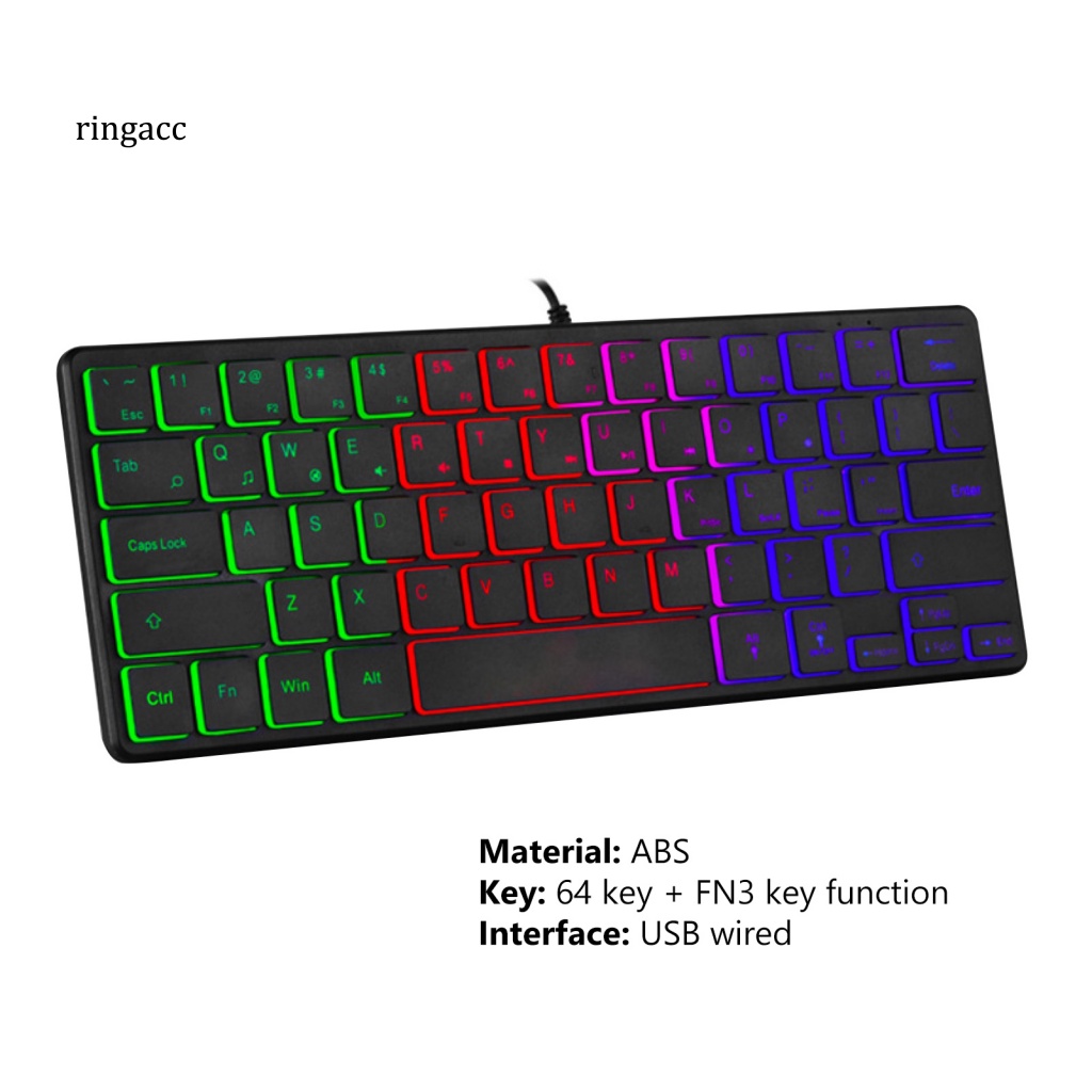 Bàn Phím RGA 64 Phím Có Đèn Nền RGB Dành Cho Máy Tính Laptop