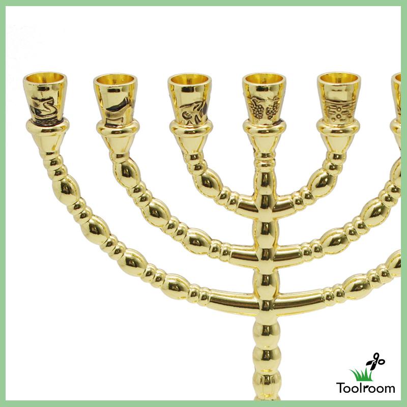 Giá Đỡ Nến Menorah 7 Nhánh 7.9 inch Bằng Kim Loại Truyền Thống