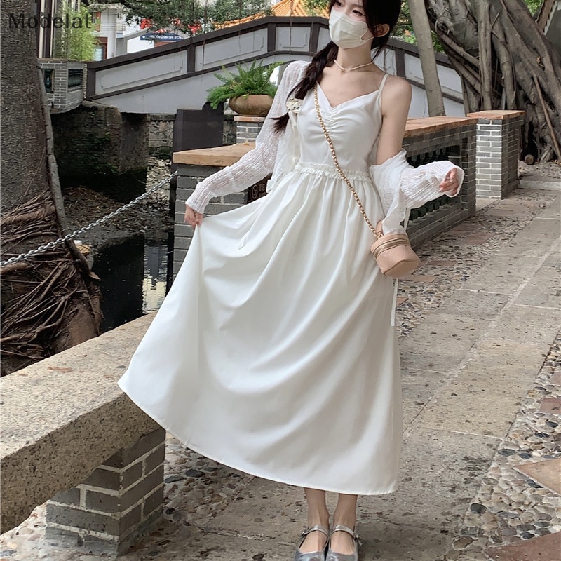 Mfc Đầm Chiffon Hở Vai Dáng Ôm Màu Trơn Thời Trang Mùa Hè Cho Nữ