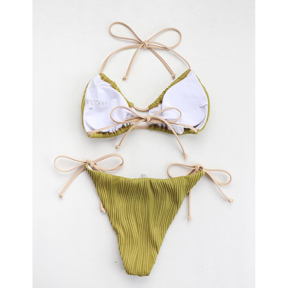 Bộ Đồ Bơi Bikini Hai Mảnh Màu Trơn Có Đệm Ngực Hở Lưng Thời Trang Gợi Cảm Cho Nữ B8H2