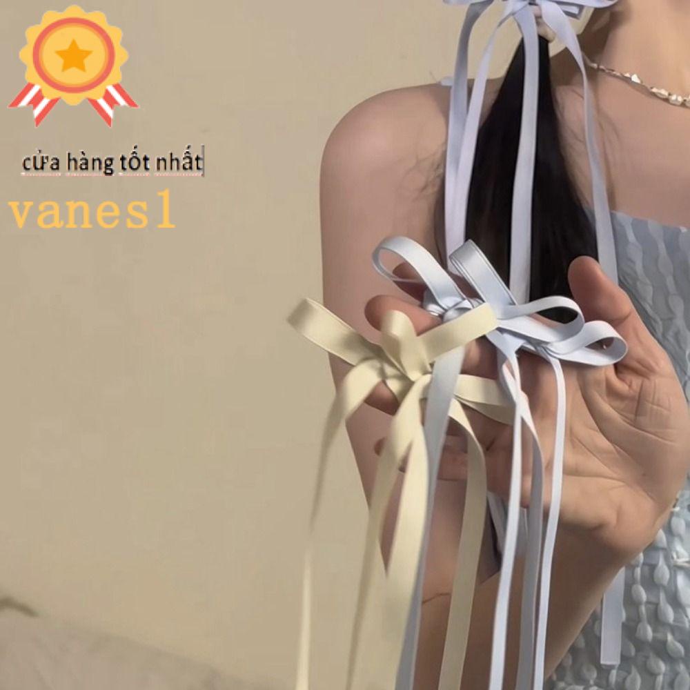 Kẹp Tóc Nơ Dài Vải Bện Phong Cách Lolita Dễ Thương VANES1 Cho Nữ