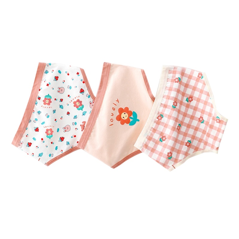 Bộ 3 Quần Lót Cotton In Họa Tiết Hoạt Hình Dễ Thương Cho Bé Gái