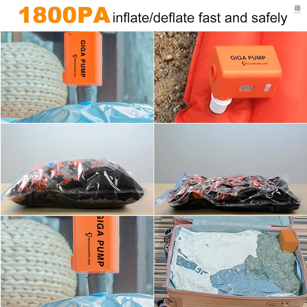 Máy Bơm Hơi Nén Khí 2 Trong 1 Sạc USB 1800PA Đa Năng Kèm 3 Đầu Phun Tiện Dụng