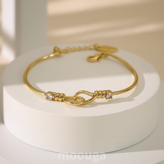 Moouga / Vòng Tay Đính Đá Zircon Siêu Tối Giản Cá Tính Phong Cách Âu Mỹ Cho Nữ