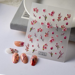  Miếng Dán Trang Trí Móng Tay Dập Nổi Hoa Mận Phong Cách Trung Hoa Mới