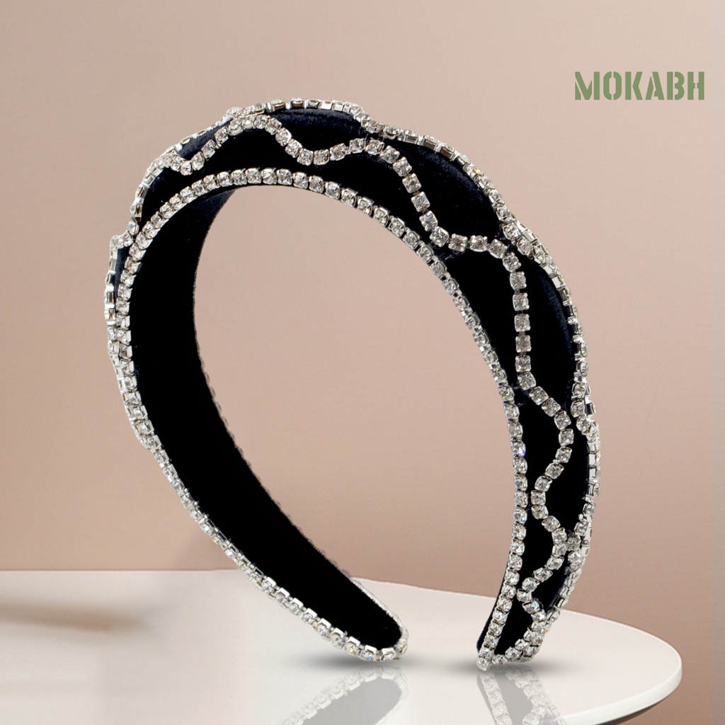 Băng Đô Cài Tóc Bản Rộng Đính Đá Phong Cách Baroque Cổ Điển