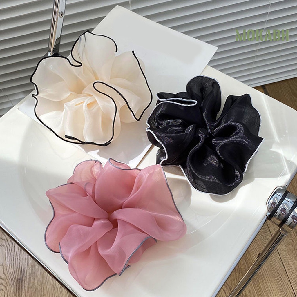 Dây Cột Tóc Co Giãn Phối Lưới Màu Sắc Tương Phản Xinh Xắn Cho Nữ