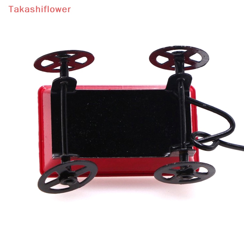 Đồ trang trí Xe Đẩy Em Bé Mini Bằng Kim Loại Màu Đỏ Tỉ Lệ 1: 12 Dễ Thương Trang Trí Nhà Búp Bê