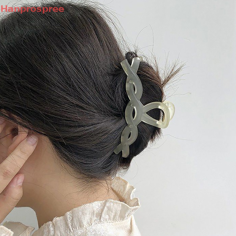 Kẹp Tóc Càng Cua Bằng Nhựa Trong Suốt Màu Trơn Cỡ Lớn Thời Trang Cho Nữ