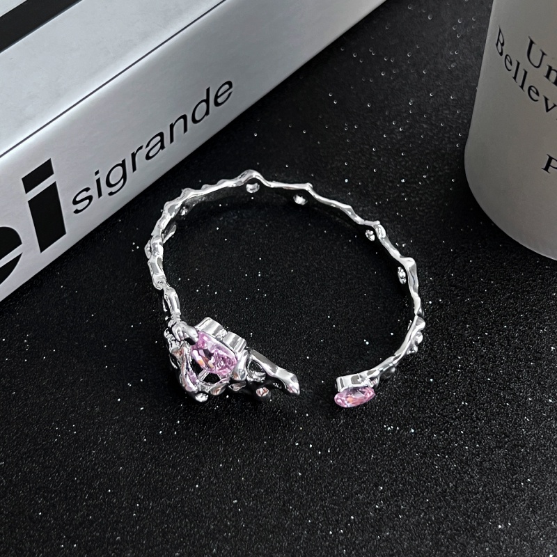 Vòng Tay Họa Tiết Trái Tim Màu Hồng Phong Cách hip hop Hàn Quốc Ngọt Ngào niche y2k