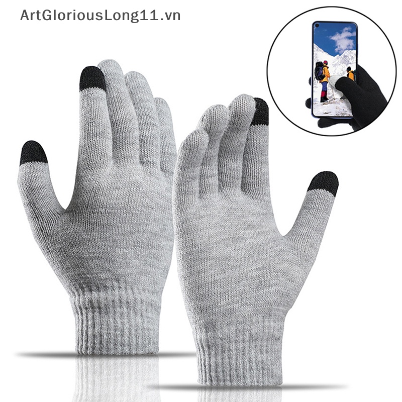 Găng Tay Dệt Kim Màu Sắc Trơn Chất Lượng Cao Có Thể Dùng Màn Hình Cảm Ứng