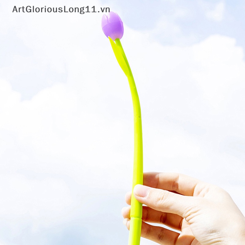 1 Cây Bút Mực Gel Bằng Silicone Hình Hoa Tulip Thay Đổi Màu Sắc