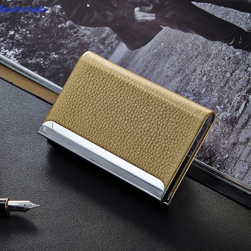 Ví Da PU Đựng Thẻ Tín Dụng / Danh Thiếp Sức Chứa Lớn Bằng Thép Không Gỉ Mới