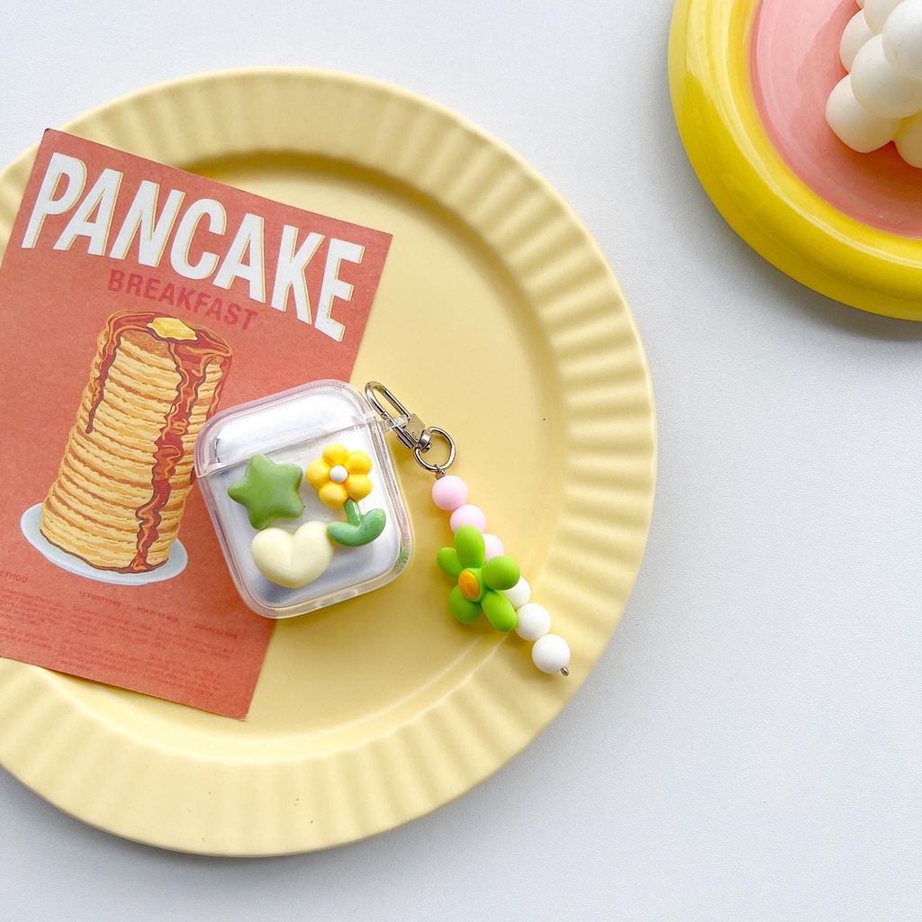 Vỏ Bảo Vệ Hộp Sạc Tai Nghe Bluetooth Không Dây AirPods 1 2 Gen3 Pro2 2022 Bằng tpu Mềm Trong Suốt Họa Tiết Hoa Ngôi Sao Vàng Đơn Giản