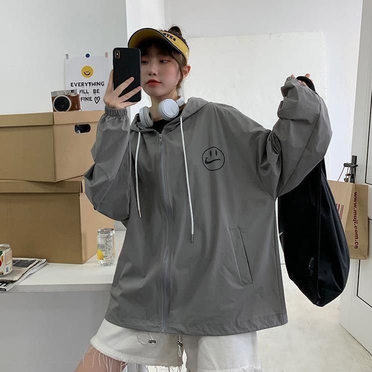 Áo Khoác Bóng Chày Mỏng Dài Tay Dáng Rộng Thời Trang Mùa Hè Hàn Quốc Mới Dành Cho Bạn Nữ